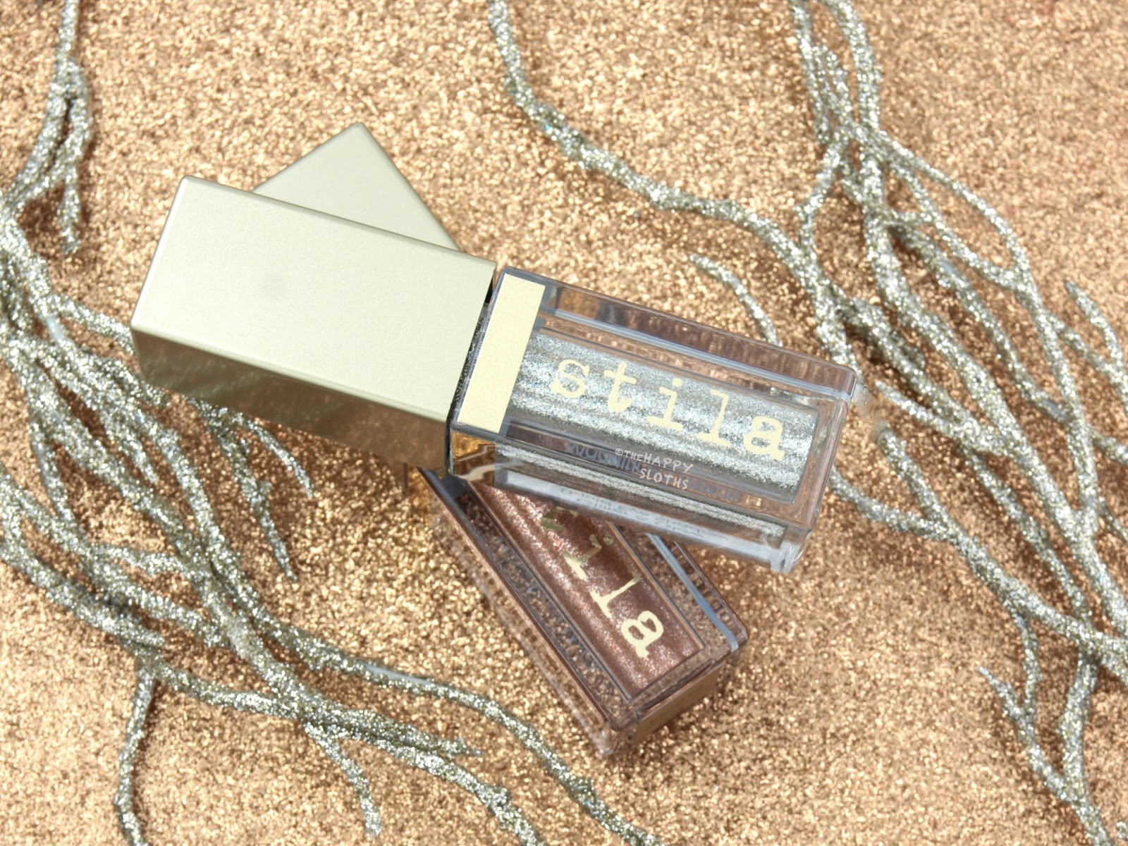 Stila Magnificent Metals Glitter & Glow Liquid Eye Shadow in "Bronzed Bell" & "Diamond Dust": Review and Swatches