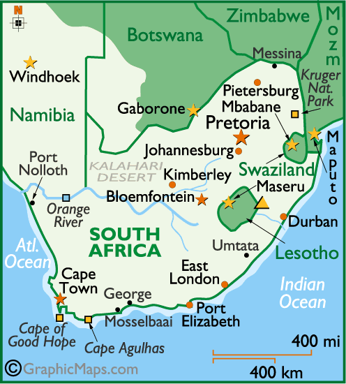 mapa da África do Sul