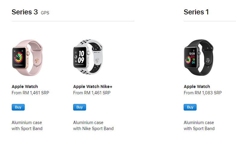 BlogKuro: Apple Watch Series 3 Now Starts At RM 1229 In Malaysia: Series 1 No Longer Available