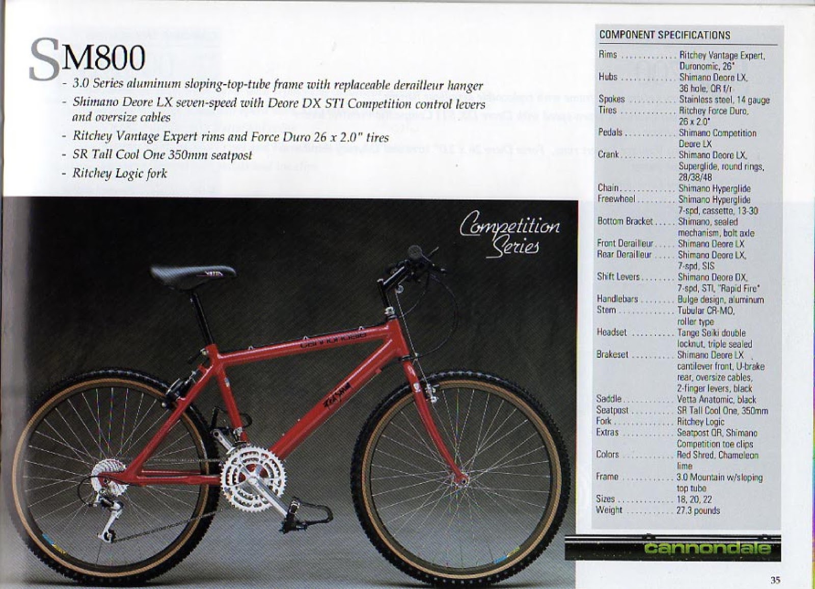 CATALOGUES CANNONDALE CANNONDALE 1990