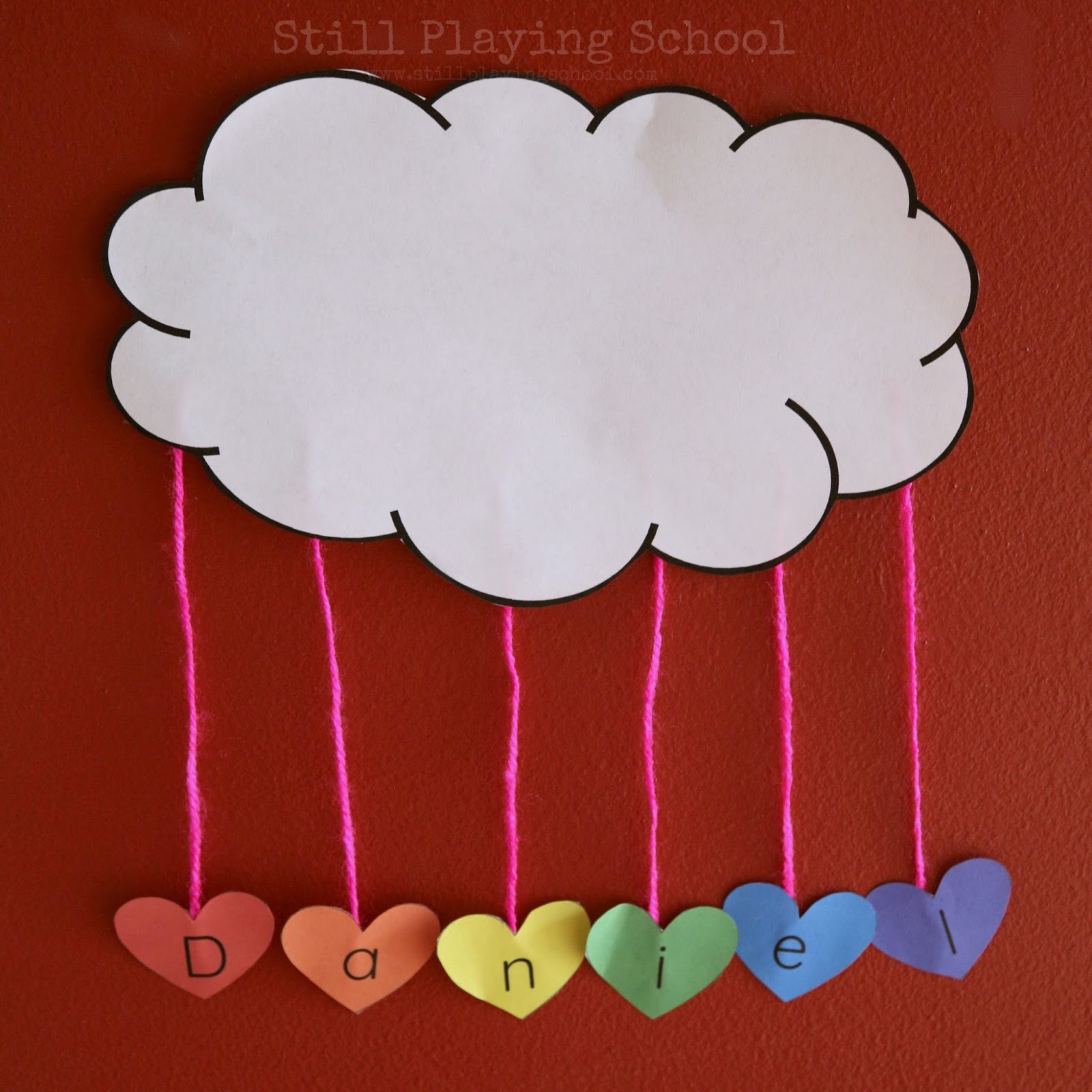 Raining Hearts Name Craft Still Playing School