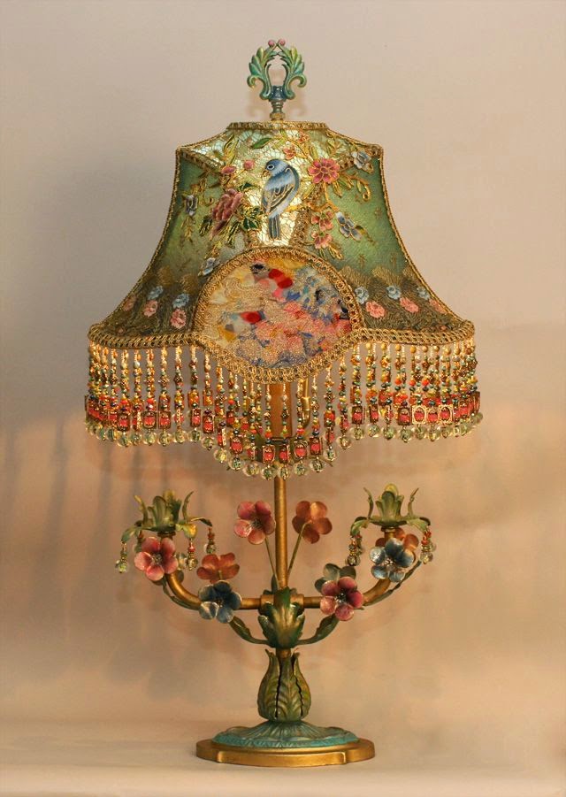 vintage embroidery lamp