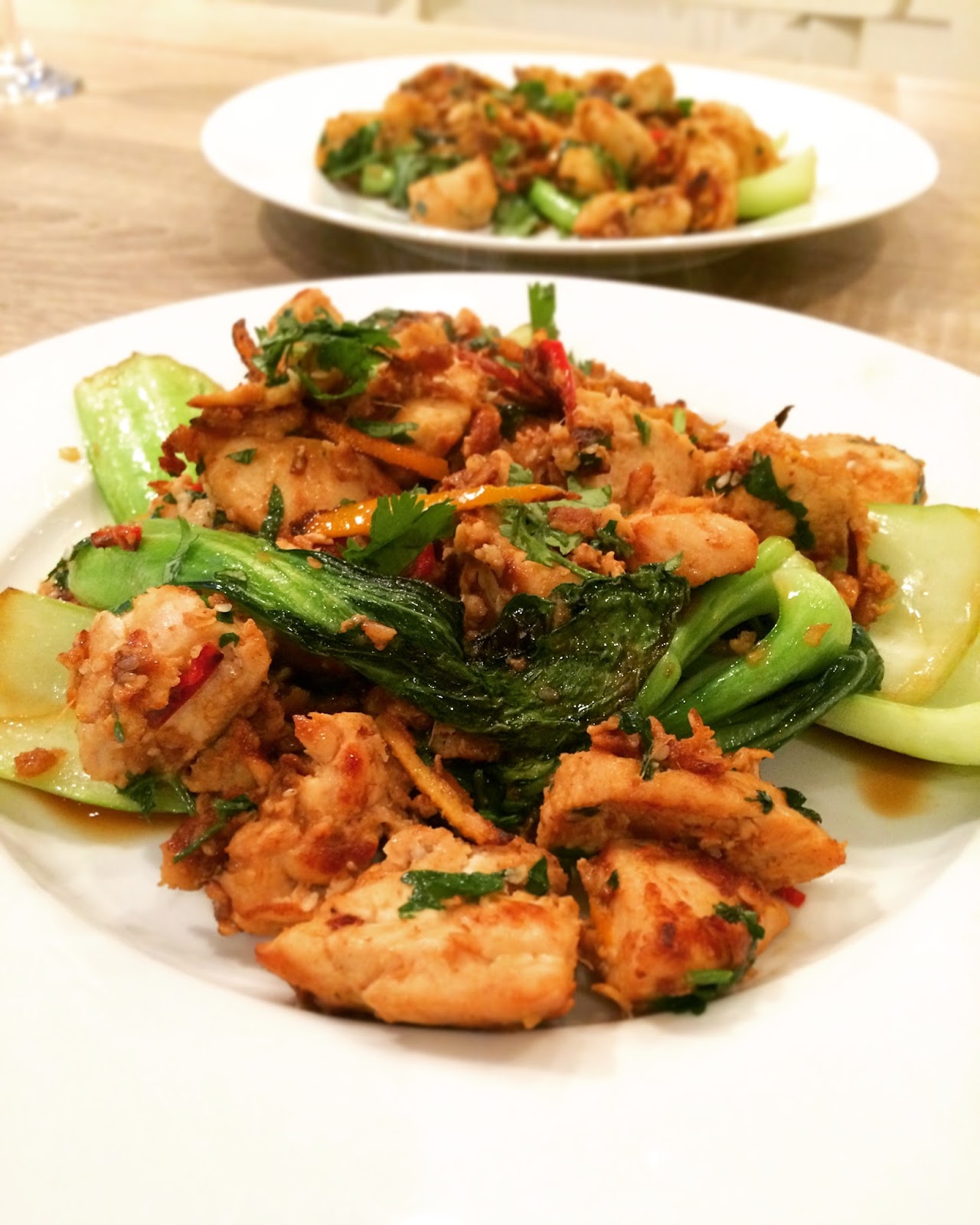 Orange Sesame Chicken and Bok Choy