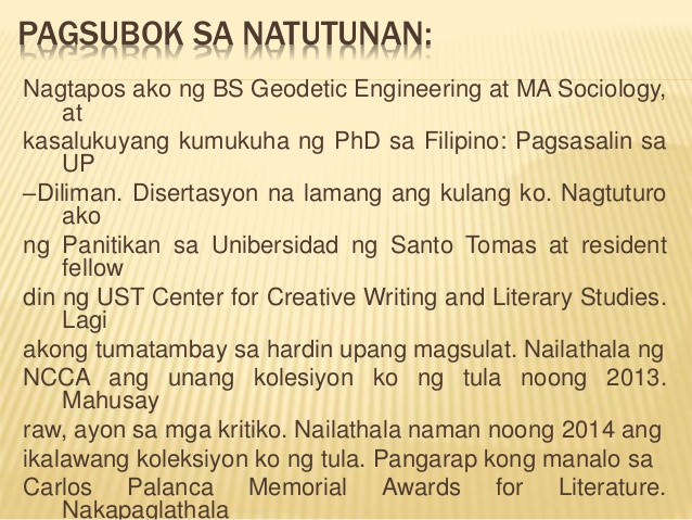 Halimbawa Ng Bionote Ng Isang Propesyonal Na Guro Sa Filipino