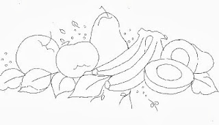 desenho bananas com maças e abacates para pintar
