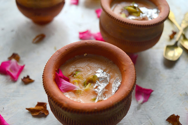 Kesar Phirni | Saffron Flavored  Rice Pudding | Indian Dessert