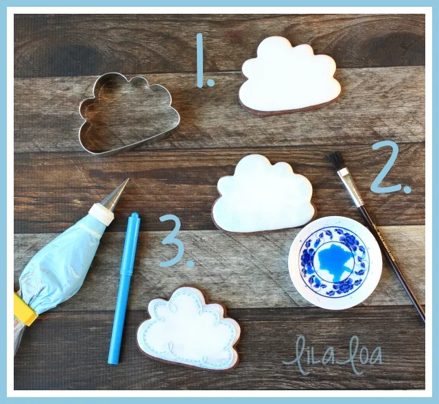 Cookie decorating tutorial -- simple cloud cookies