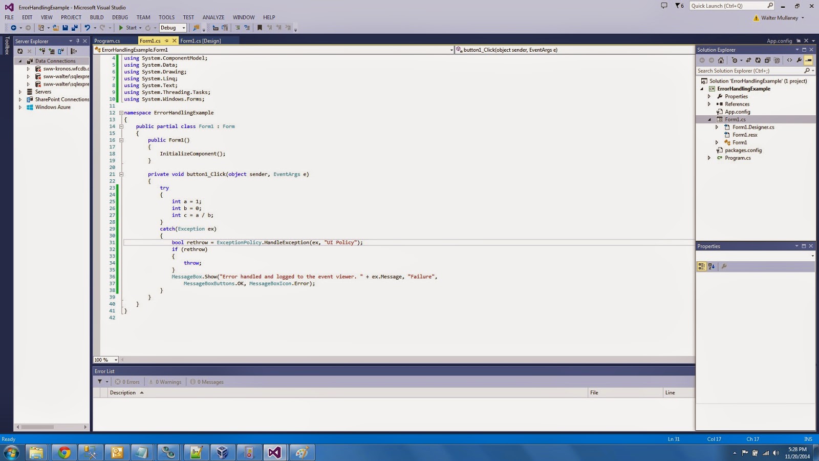 C Programming Enterprise Library 6 Exception Logging Tutorial