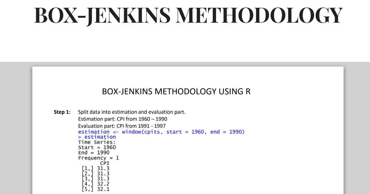 BoxJenkins Methodology using R Programming