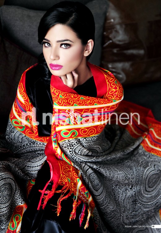 Latest Shawl Collection 2012 By Nishat Linen Nishat Linen Winter Shawl Collection 2012