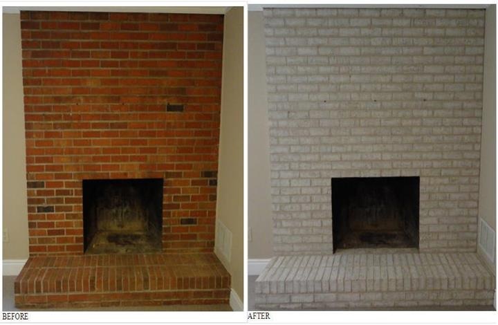 Painted Brick Fireplace Hearth