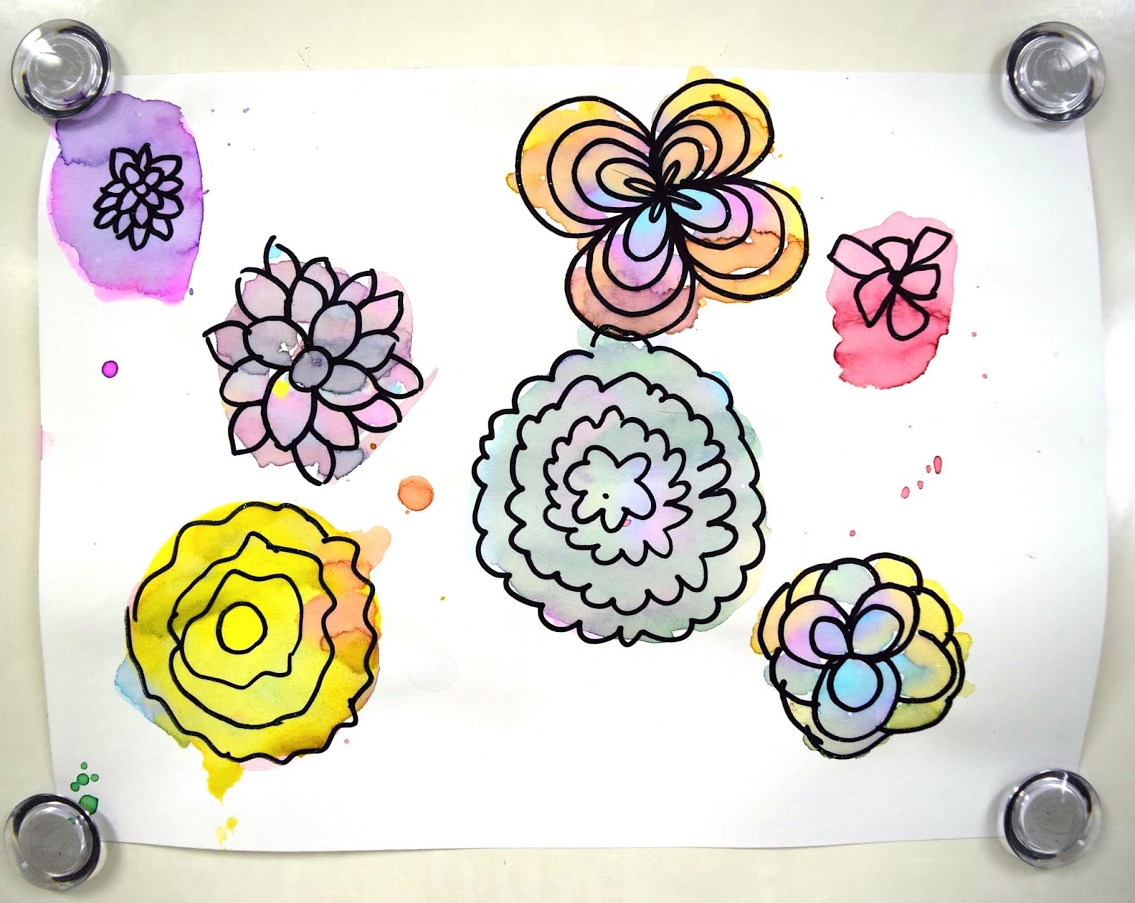 Radial Flower Paintings (2nd5th) Art with Mrs. Nguyen