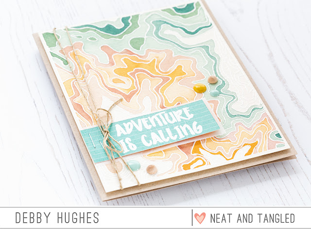Watercolored Topography card by Debby Hughes