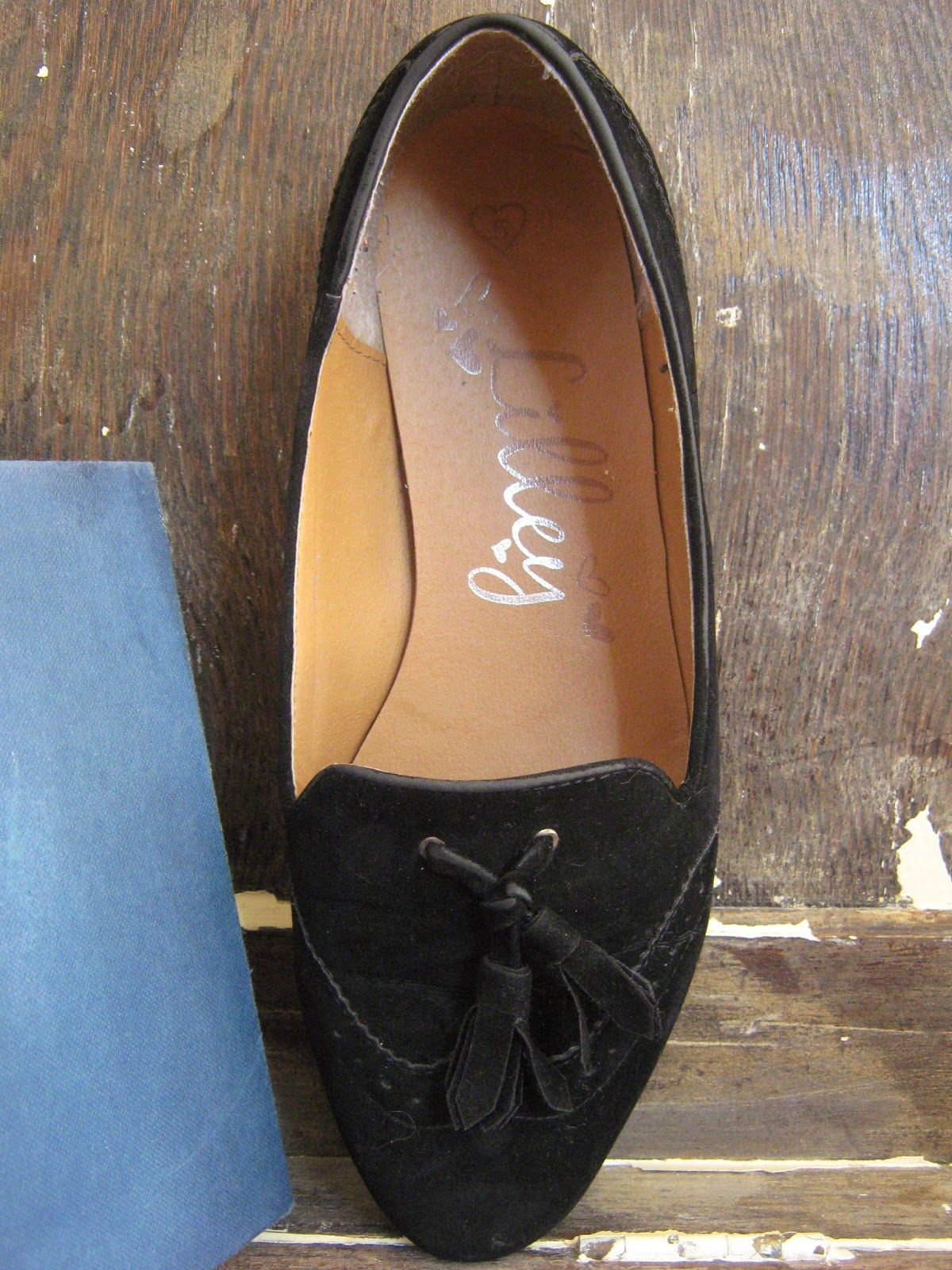 Thrifty Black Loafer Slippers