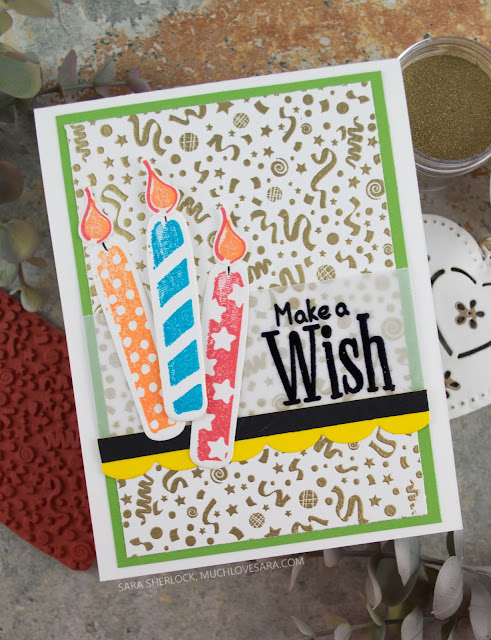 This bright and cheerful birthday card, was created using the Birthday Candles Stamp and Die Set, and the Confetti Fun Stamp, from Fun Stampers Journey.  