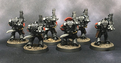 1st Legion Dark Angels Calibanite Heavy Support  Squad with missile launchers