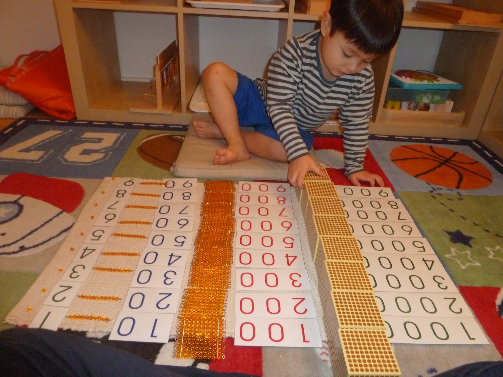 Family FECS Montessori Activity The 9 Layout Beads & Large Numbers