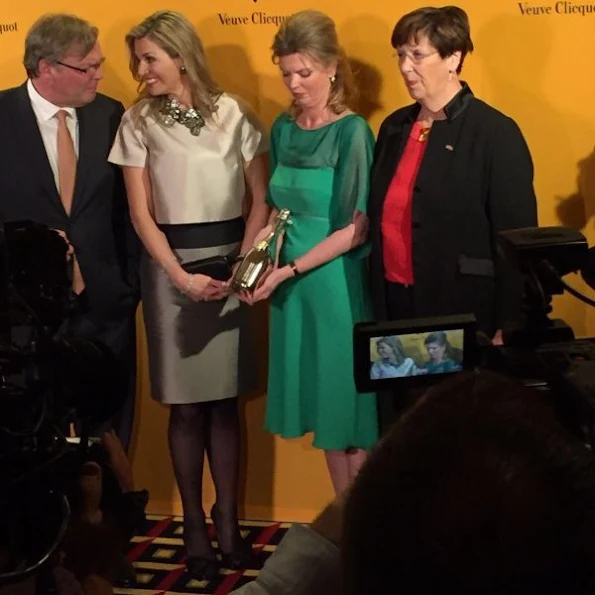 Queen Maxima of the Netherlands businesswoman Vivienne Eijkelenborg and Dutch politician Annemarie Jorritsma attend the 35th edition of the Prix Veuve Clicquot Businesswoman of the Year ceremony at the Grand Hotel Huis ter Duin