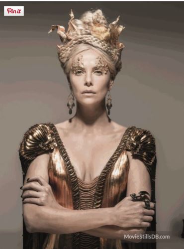 O caçador e a rainha do Gelo, coroas e jóias Ravenna (Sharlize Theron) figurino rainha má