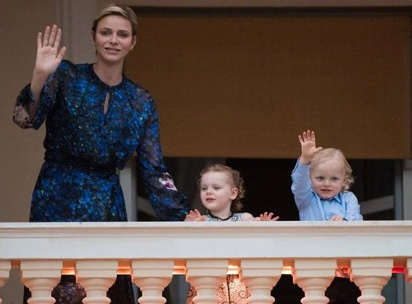 Princess Charlene, Princess Gabriella and Prince Jacques watched the traditional celebrations of St. John's Day procession at Palace Square in Monaco