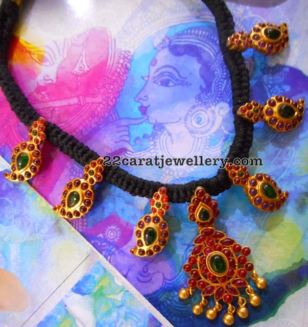 Silver metal Black Cord Necklaces Jewellery Designs