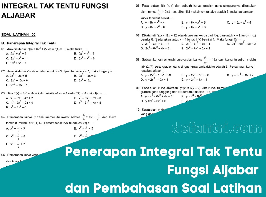 Soal dan Pembahasan Aturan Dasar Integral Tak Tentu Fungsi Aljabar