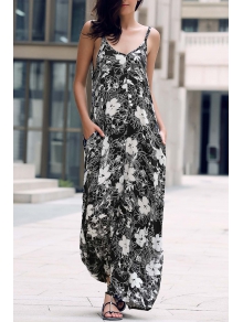vestido largo negro con flores