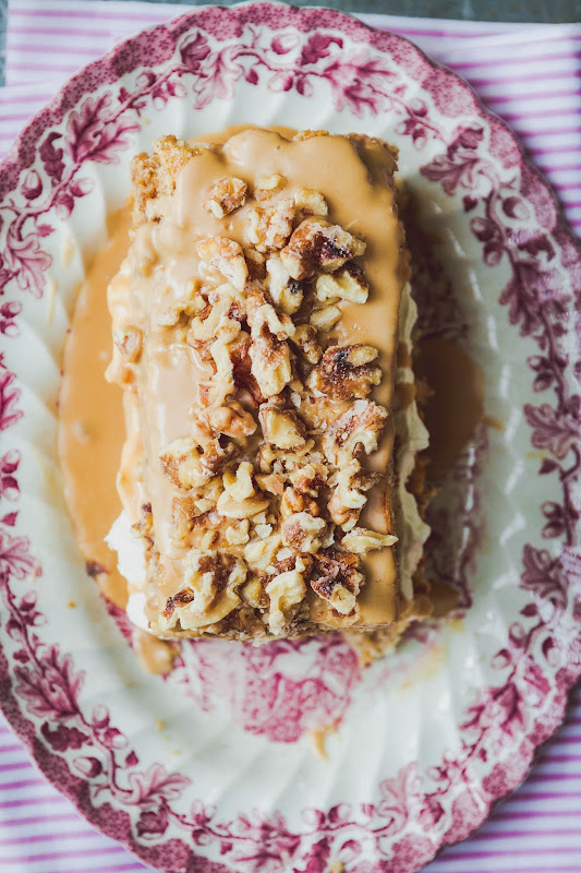 Milk and Honey Walnut Espresso Cake with Candied Walnuts