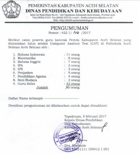 Kisi Kisi Soal Tes Guru Kontrak Seputaran Guru