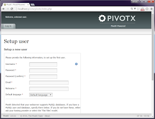 Install PivotX 2.3.11 PHP blog on Windows XAMPP tutorial 9