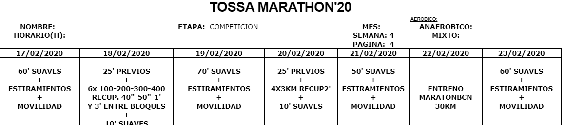 Entreno Maratón Tossa 2020