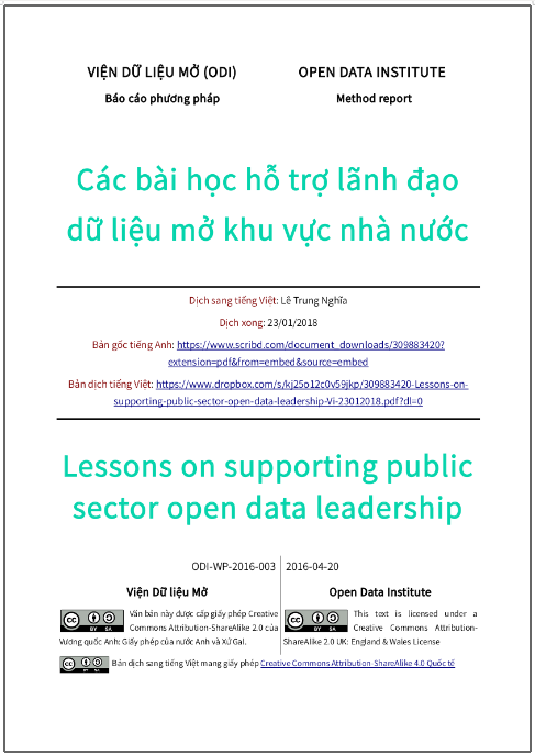 ‘Các bài học hỗ trợ lãnh đạo dữ liệu mở khu vực nhà nước‘ - bản dịch sang tiếng Việt