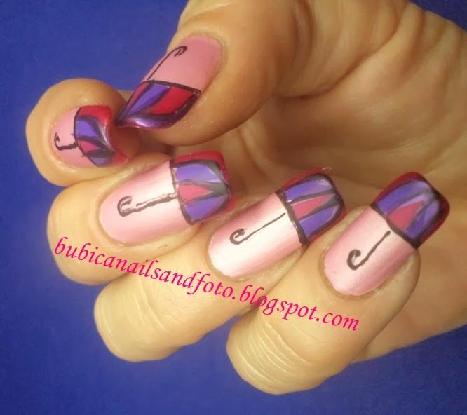 simple nails 633 umbrella nails , umbrella nail art , golden rose