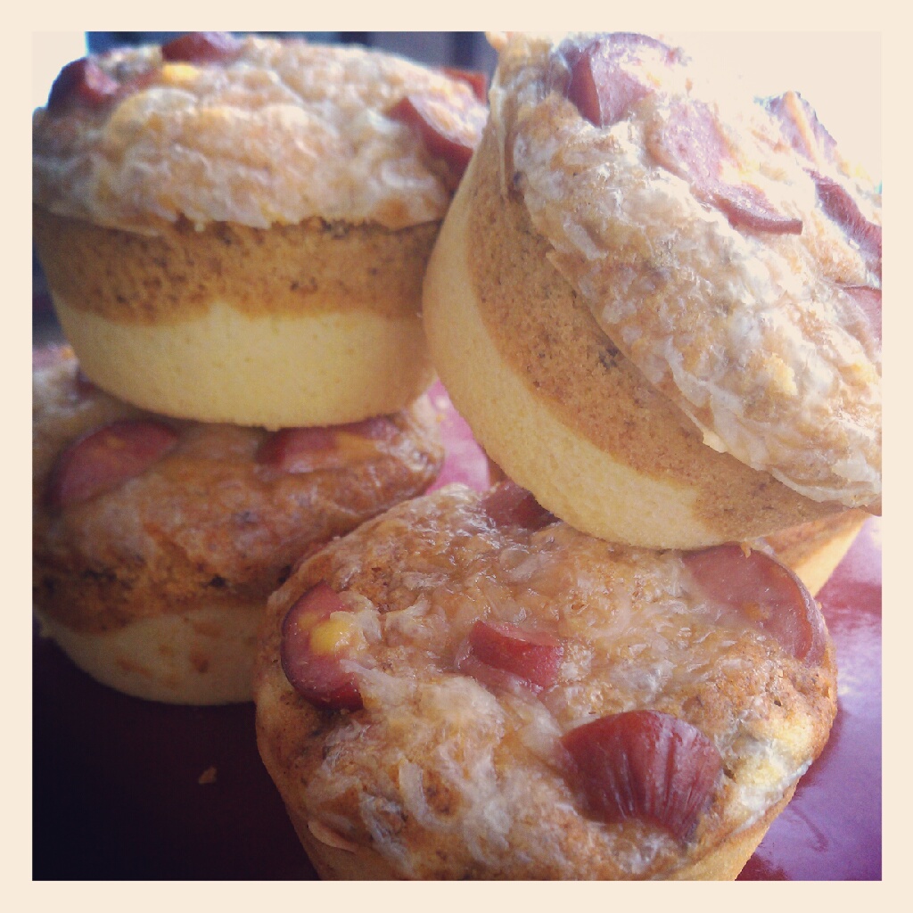 Doggie At The Dinner Table Chilli Cheese Corn Dog Muffins