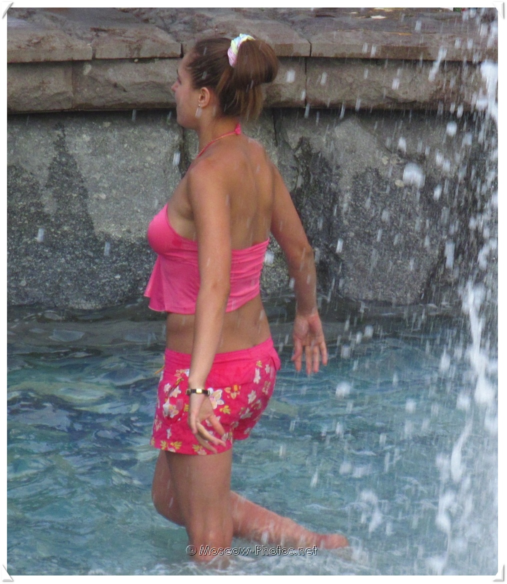 Pink Girl In Fountain