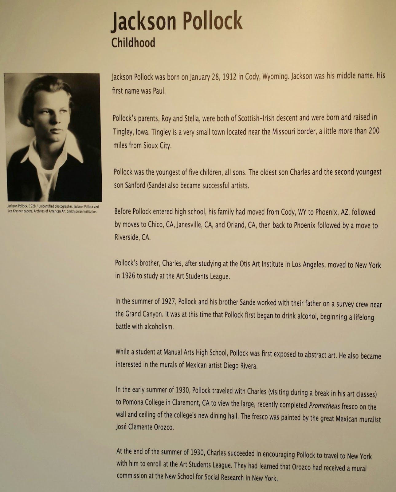 History and Culture by Bicycle Jackson Pollock Childhood