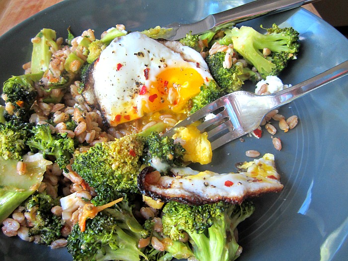 Roasted Broccoli and Farro Salad w/ Feta
