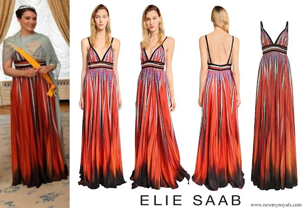 Princess Alexandra wore ELIE SAAB Multicolor Printed crepe georgette long dress