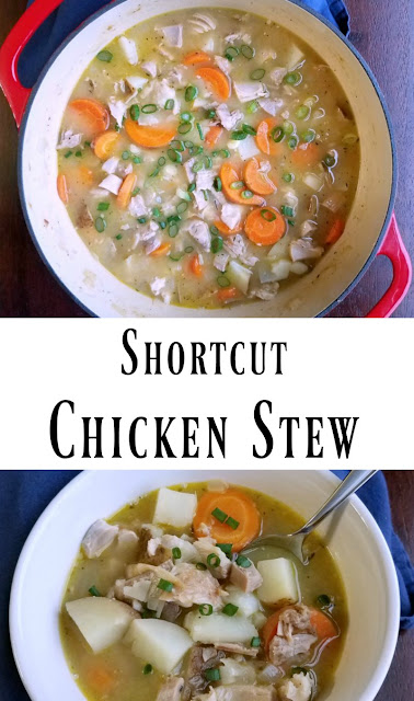 This chicken stew is made quickly with rotisserie or leftover chicken, but that does not make it short on flavor. This shortcut chicken stew is hearty, flavorful and oh so good! This chicken stew is made quickly with rotisserie or leftover chicken, but that does not make it short on flavor. This shortcut chicken stew is hearty, flavorful and oh so good!