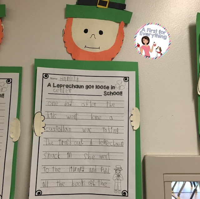 Writing Craftivity to tell about a leprechaun getting loose in school, trick and trap a leprechan blueprint and parent letter, and more.