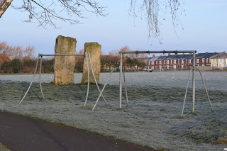 Vandalised childrens swings in Harbottle Park