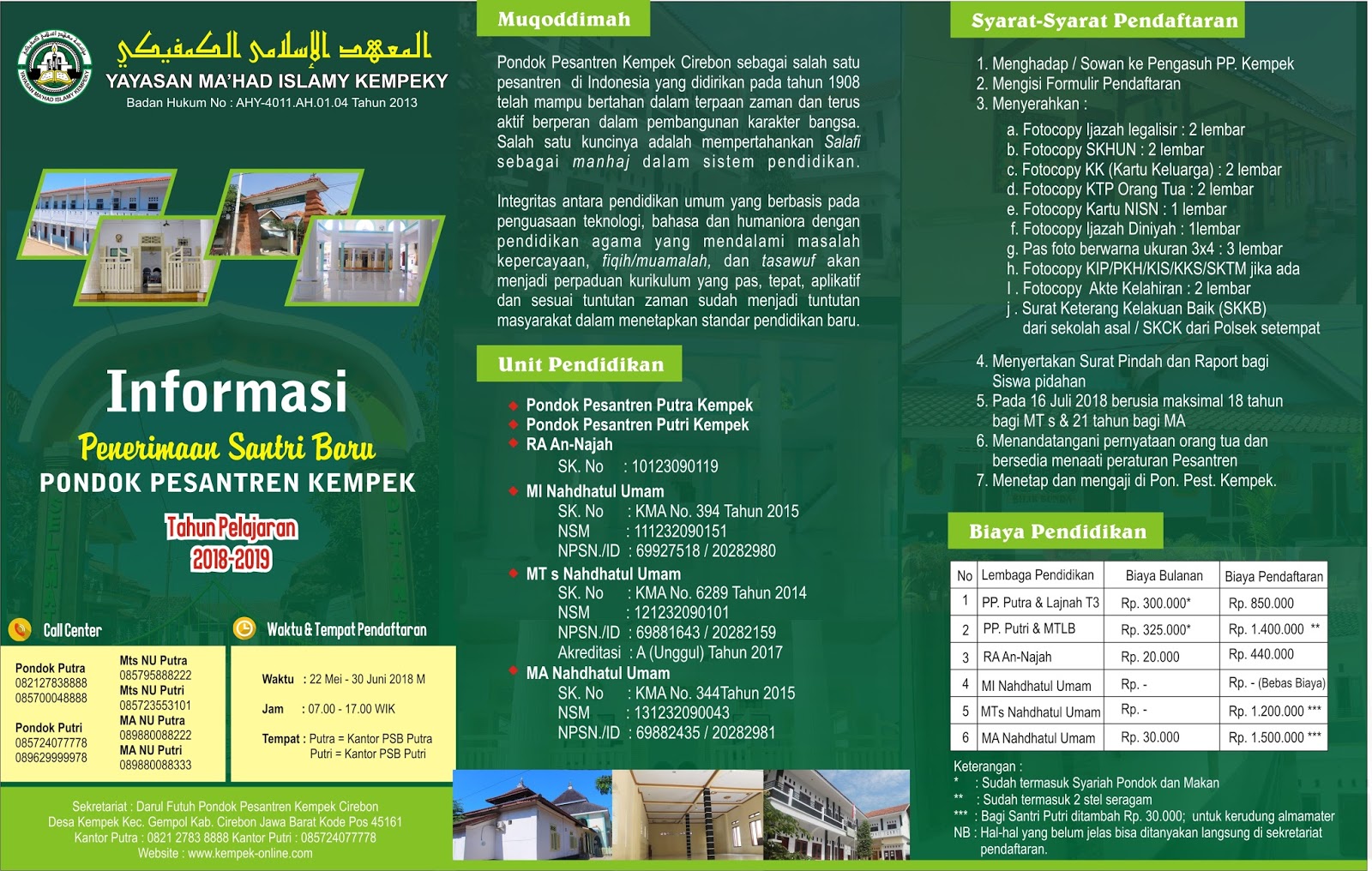 Informasi Pendaftaran Pondok Pesantren Kempek 2018/2019