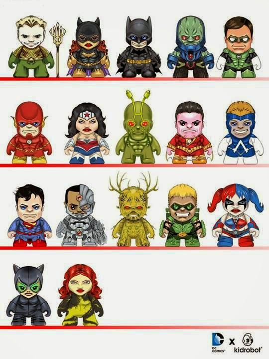 DC Comics Mini Vinyl Figure Series Concept Art by Kidrobot - Aquaman, Batgirl, Batman, Darkseid, Green Lantern Hal Jordan, The Flash, Wonder Woman, Ambush Bug, Shazam, Animal Man, Superman, Cyborg, Swamp Thing, Green Arrow, Harley Quinn, Catwoman & Poinson Ivy