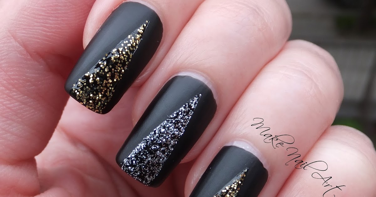 Matte Black Nail Design Amazing Manicures With Make Nail Art Easy Prom Nails Black Matte With Glitter