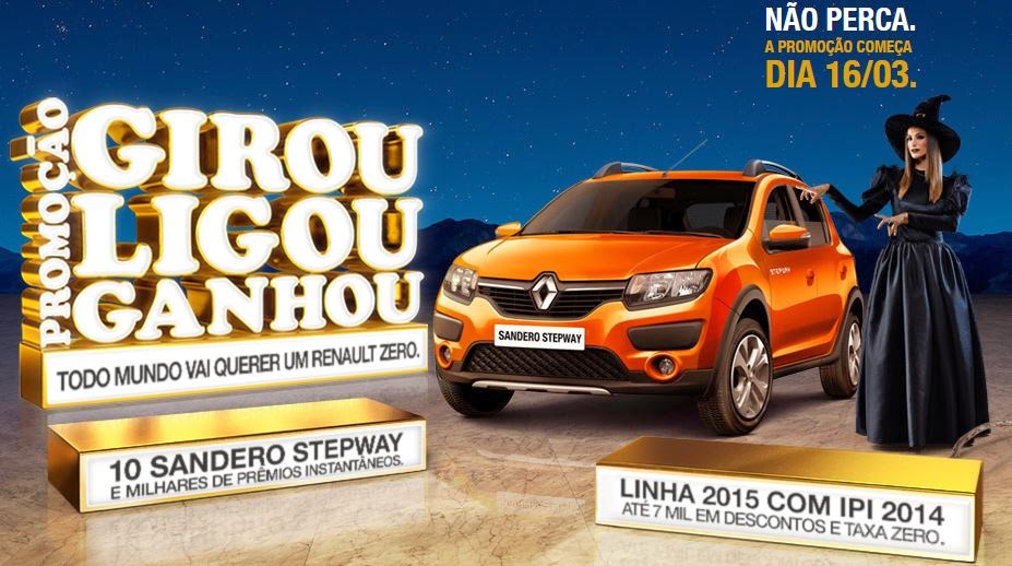 Promoção Girou Ligou Ganhou Renault 2015