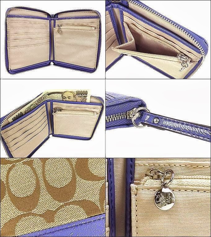 48800 Coach Signature Bow Medium Zip Around Wallet Blue | Sparkze - Luxury & Designer Bags