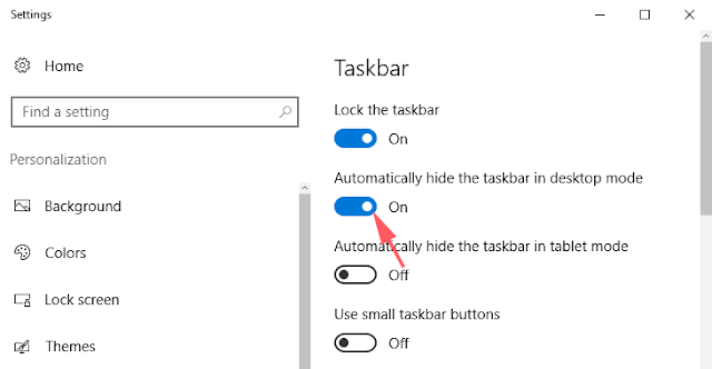How to Auto hide Taskbar in Windows 10