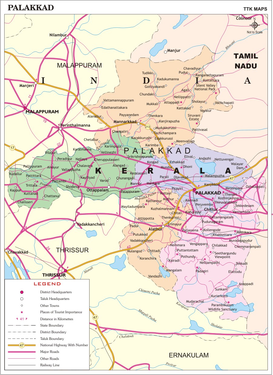 Palakkad District Map 