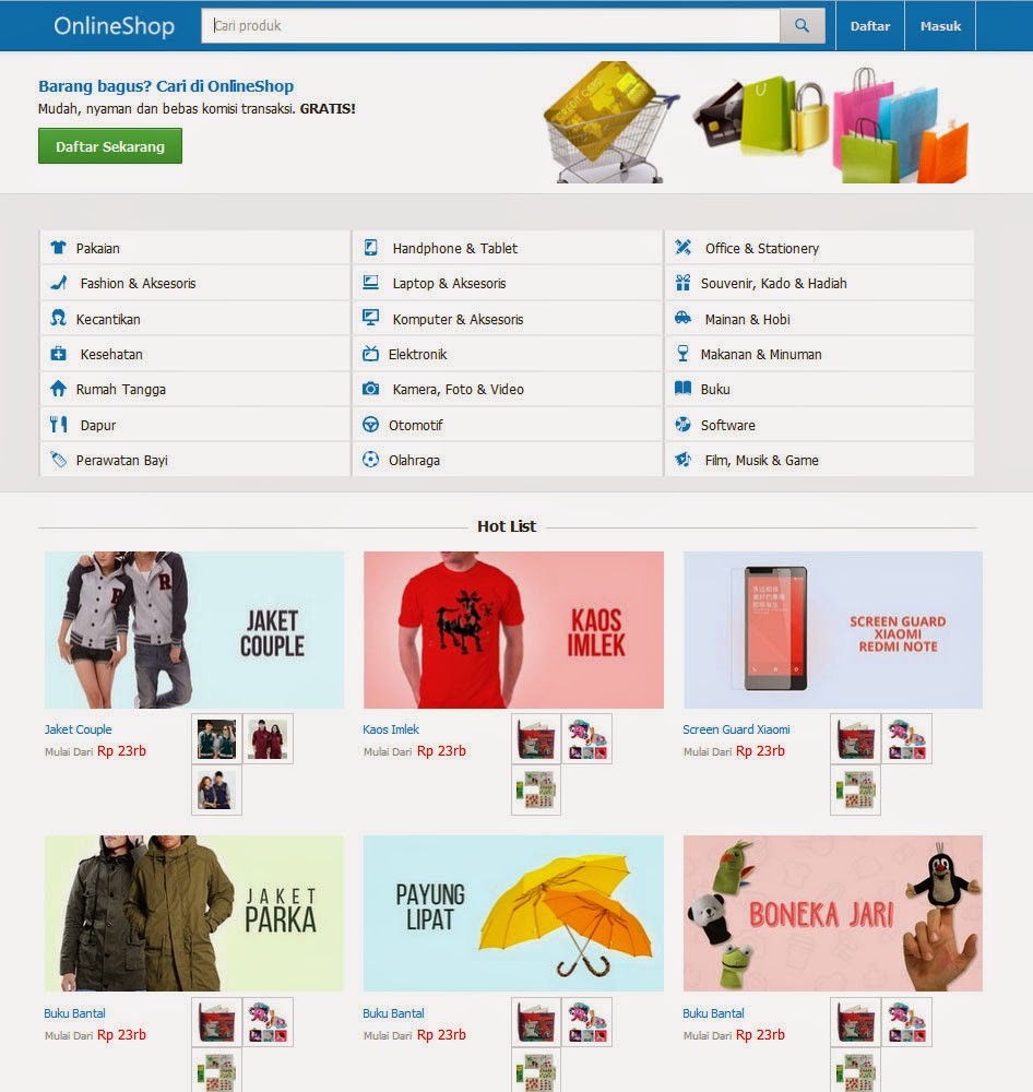 Design Template Toko Online Tokopedia | Portal Source code Sistem