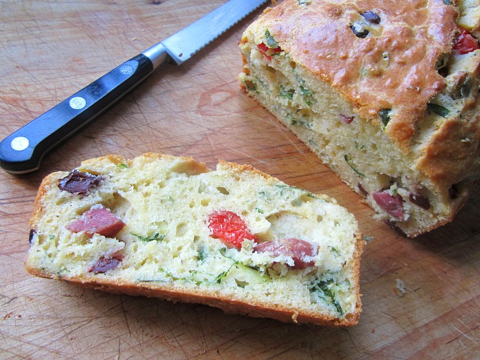 French Savory Cake w/ Salami & Olives